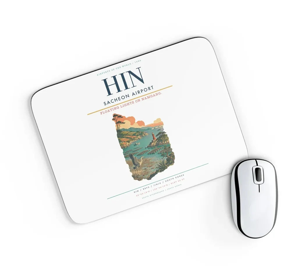 Sacheon Airport (HIN) design on white rectangle mouse pad