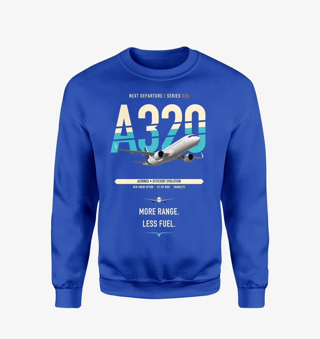 Airbus A320neo design on blue sweatshirt