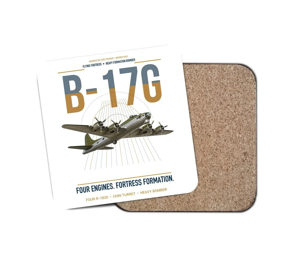 B-17G Flying Fortress design on white 1 piece coaster