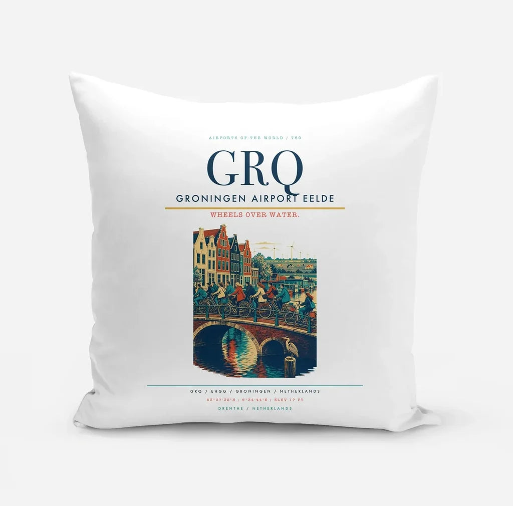 Groningen Airport Eelde (GRQ) design on white pillow
