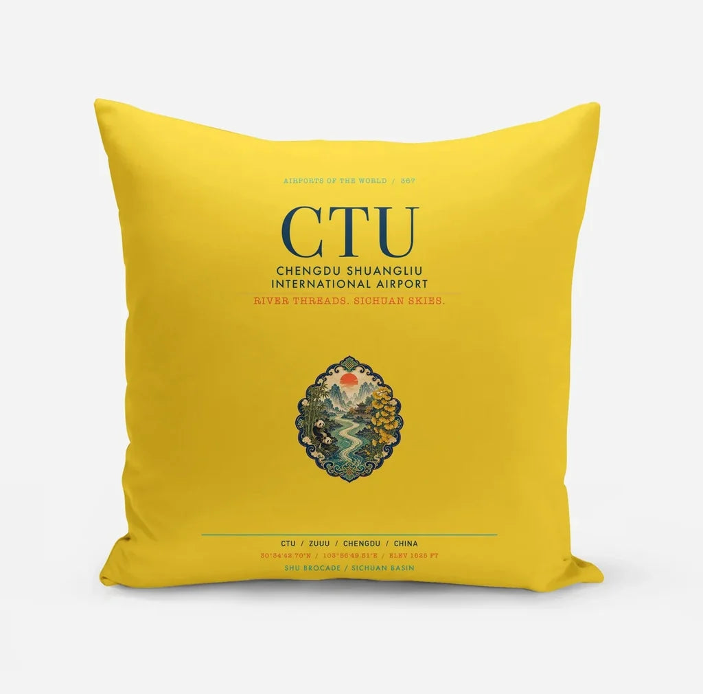Chengdu Shuangliu International Airport (CTU) design on yellow pillow