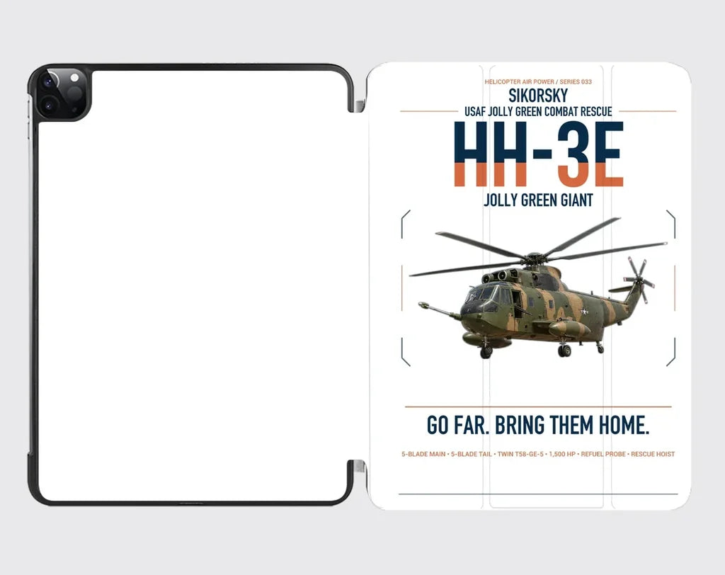 Sikorsky HH-3E Jolly Green Giant design on white ipad tablet case
