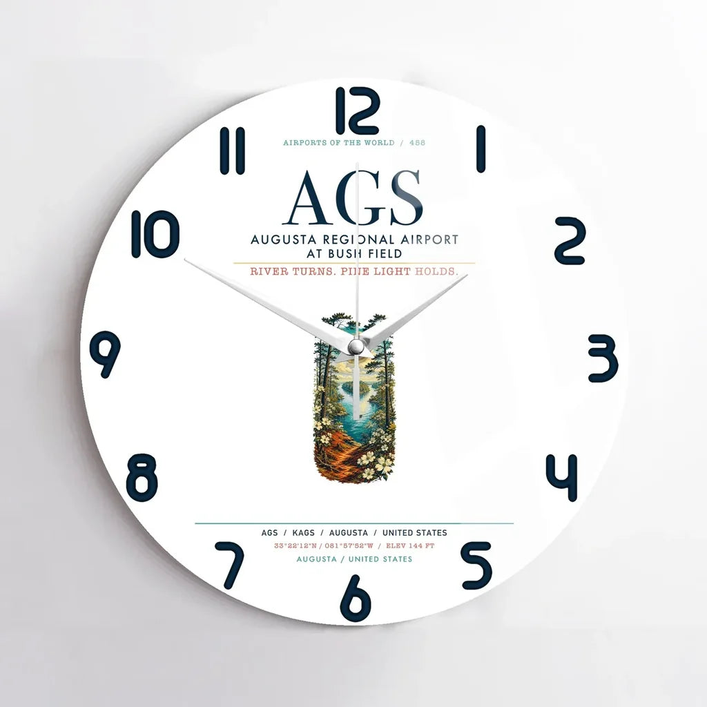 Augusta Regional Airport at Bush Field (AGS) design on white no frame wall clock