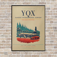 Thumbnail for Gander International Airport YQX vertical canvas print - framed - beige background