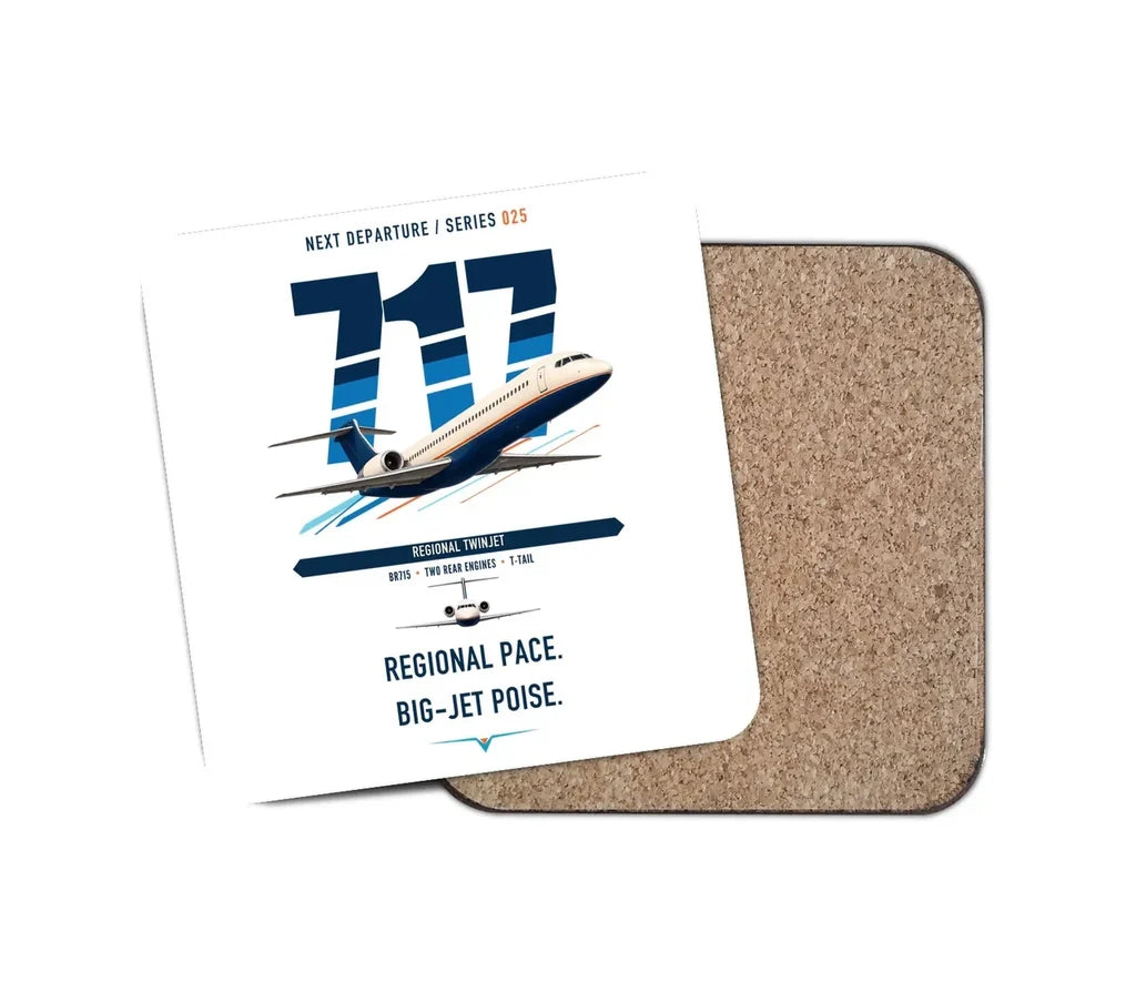 Boeing 717-200 design on white 1 piece coaster