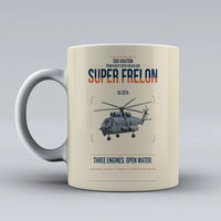 Thumbnail for Sud Aviation SA 321G Super Frelon design on beige ceramic mug, double-side print