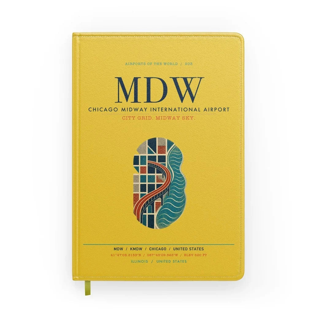 Chicago Midway International Airport (MDW) design on yellow notebook