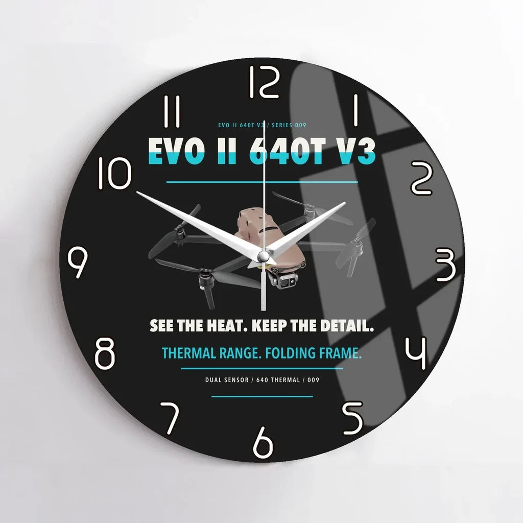Autel EVO II Dual 640T V3 design on black no frame wall clock