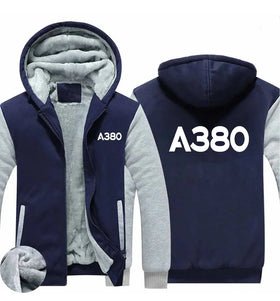 Airbus A380 Flat Text Zipped Sweatshirts