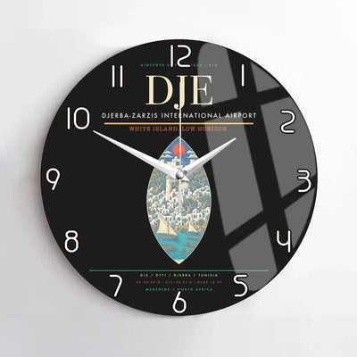 Djerba-Zarzis International Airport (DJE) design on black no frame wall clock