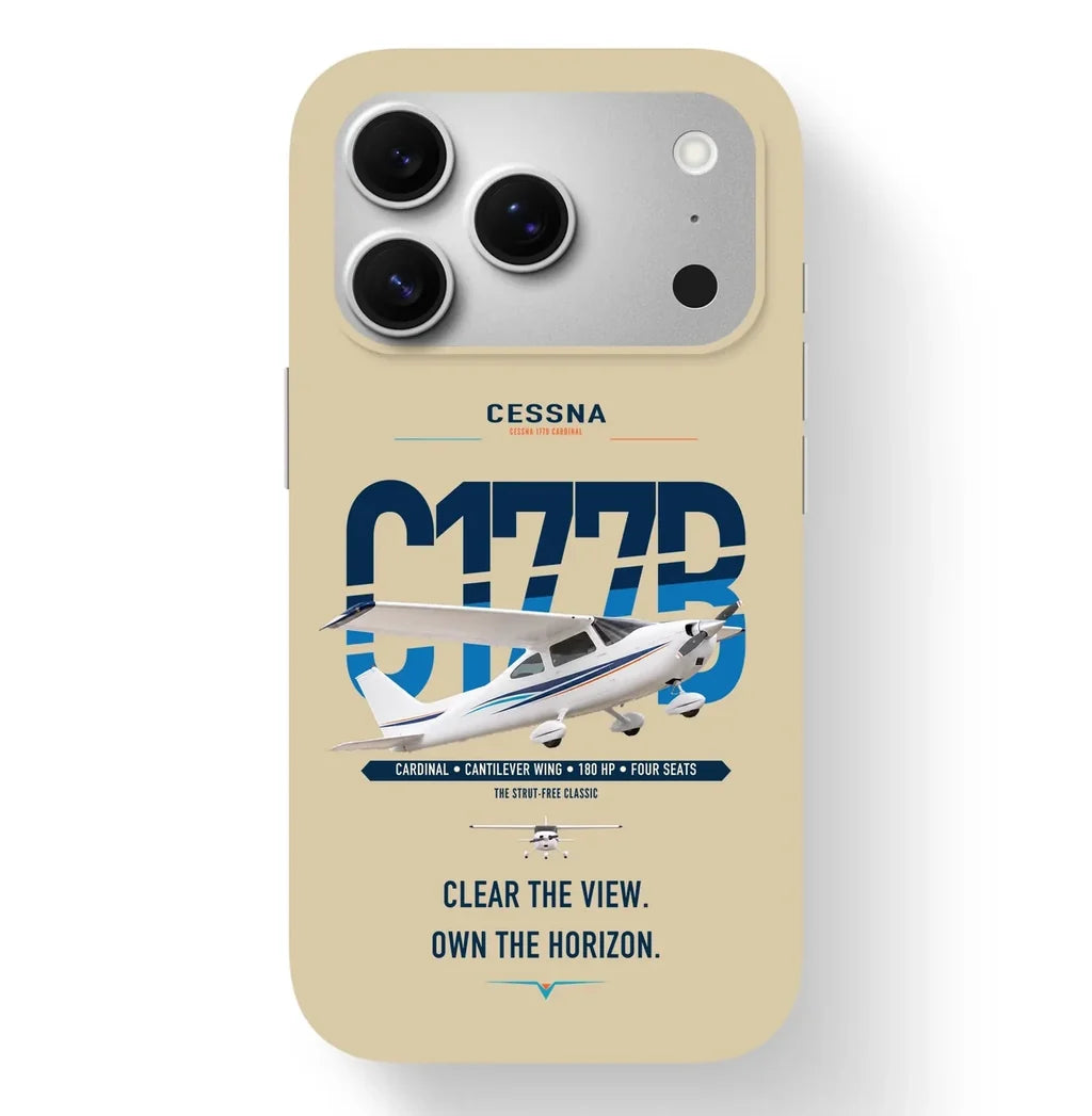 Cessna 177B Cardinal design on beige magsafe iphone case, for iPhone 17 Pro