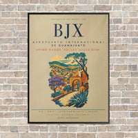 Thumbnail for Aeropuerto Internacional de Guanajuato BJX vertical canvas print - framed - beige background