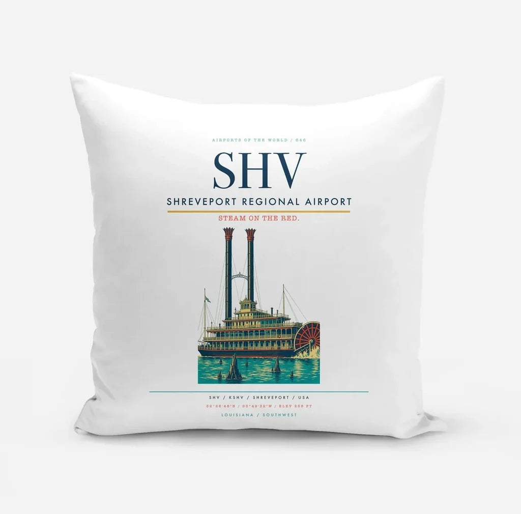 Shreveport Regional Airport (SHV) design on white pillow