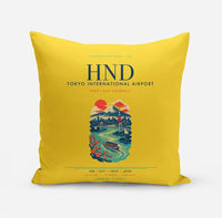 Thumbnail for Tokyo Haneda Airport (HND) design on yellow pillow