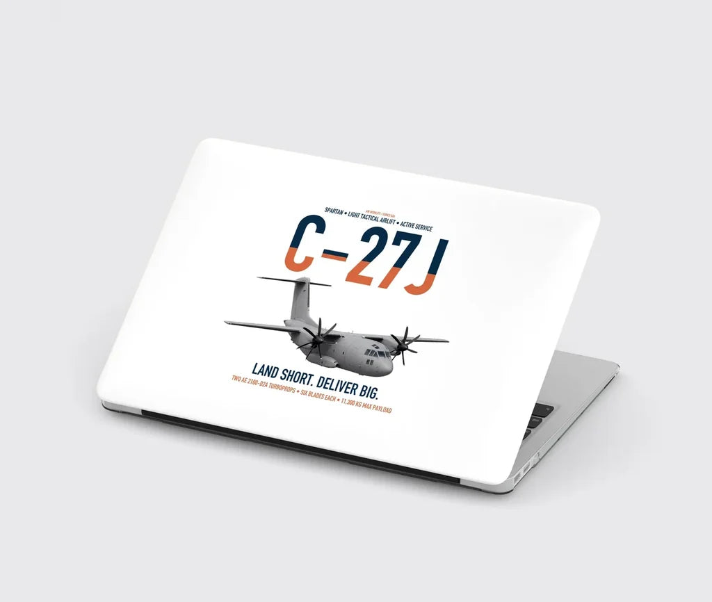 C-27J Spartan design on white MacBook case