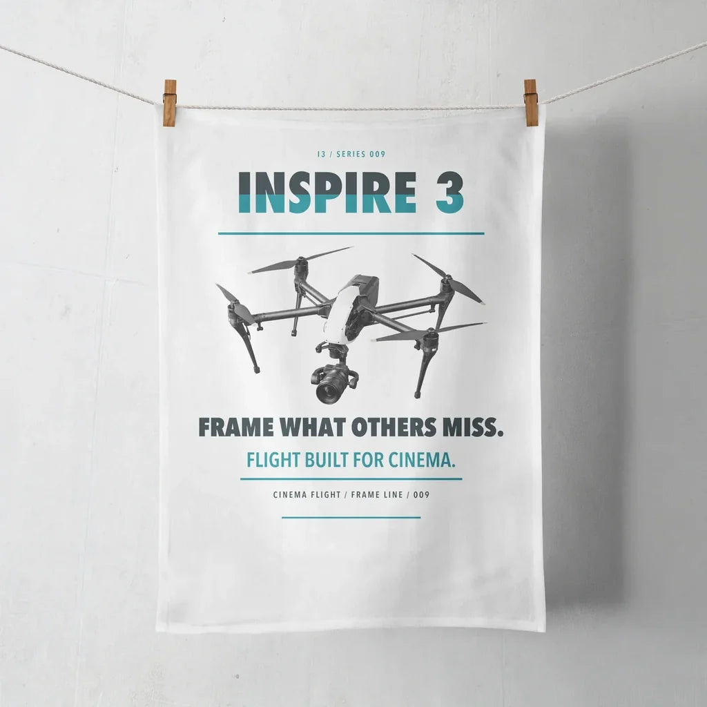 DJI Inspire 3 design on white towel