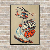 Thumbnail for We Carry Water Where Roads End vertical canvas print - framed - beige background