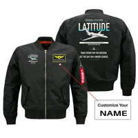 Thumbnail for Cessna Citation Latitude design on black+name bomber jacket, double-side print