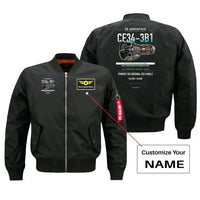 Thumbnail for CF34-3B1 design on black bomber with custom name badge
