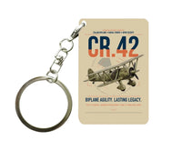 Thumbnail for Fiat CR.42 Falco design on beige designed key chain, double-side print