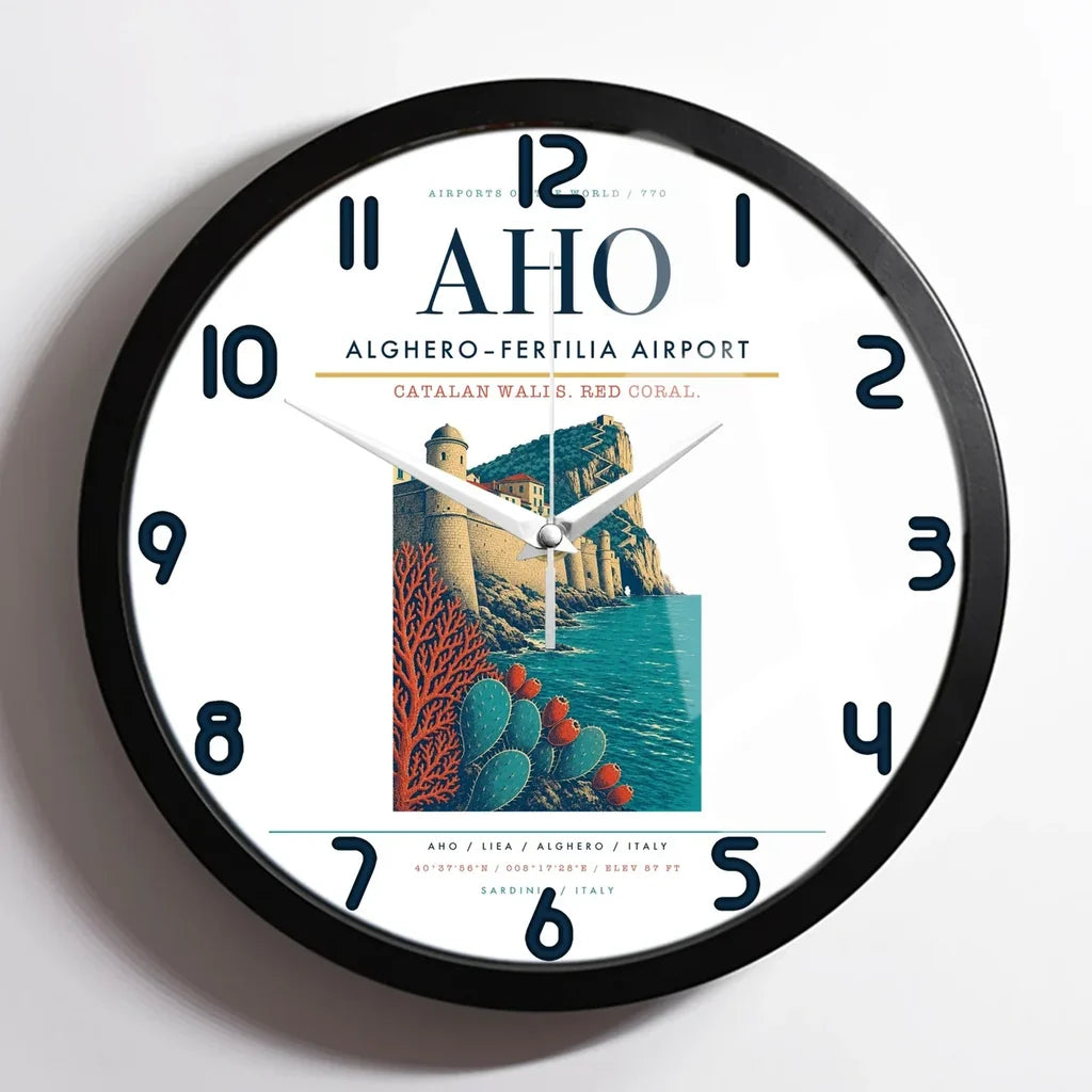 AlgheroFertilia Airport AHO Wall-Clock Framed - White