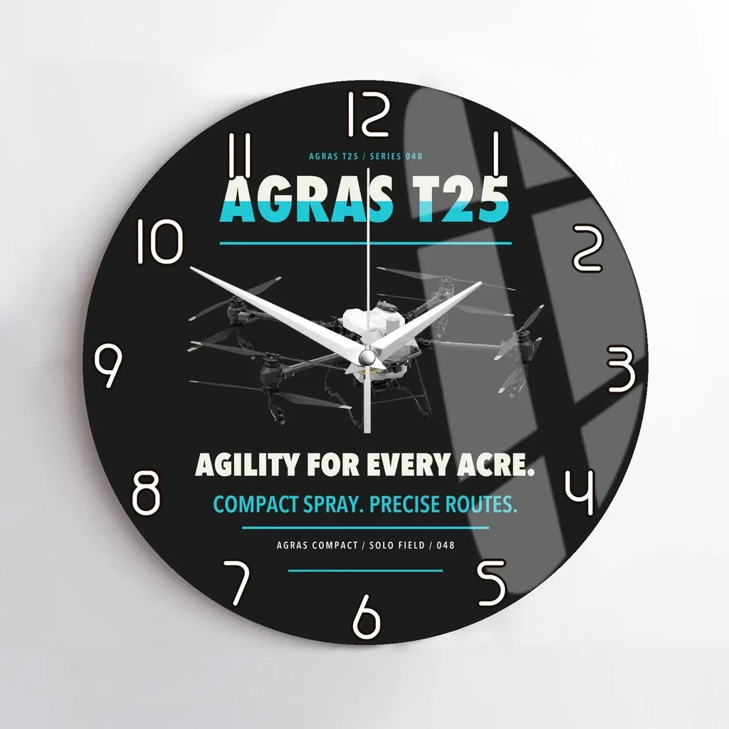 DJI Agras T25 design on black no frame wall clock