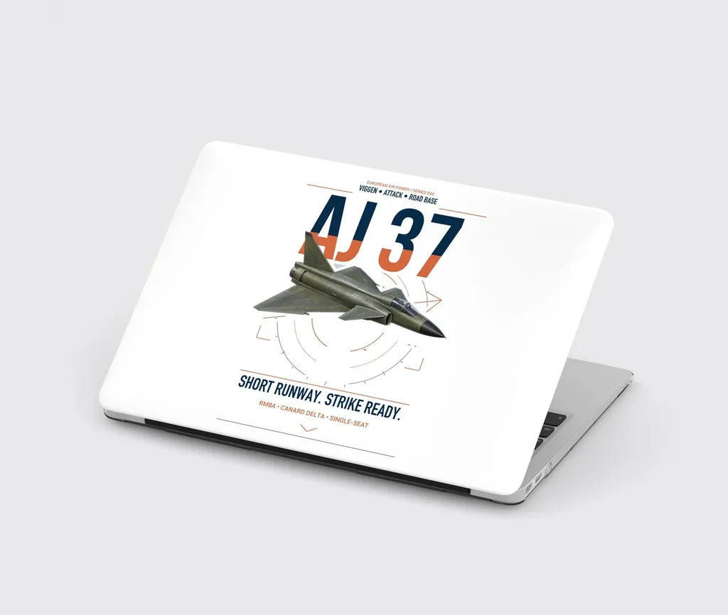 Saab AJ 37 Viggen design on white MacBook case