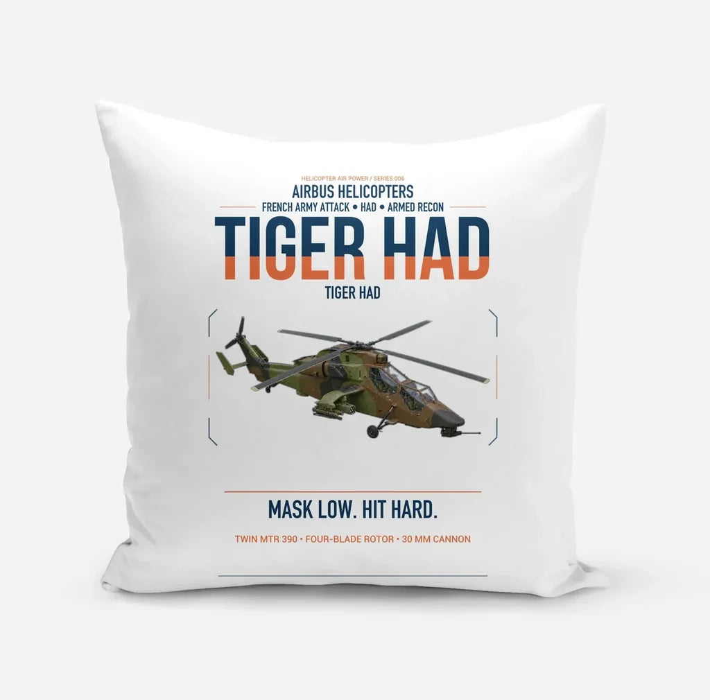 Airbus Helicopters Tiger HAD design on white pillow