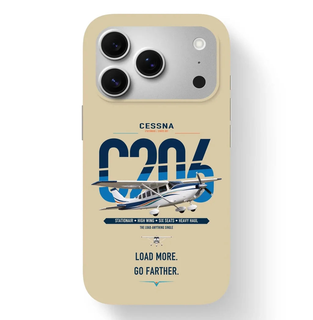 Cessna 206 Stationair design on beige magsafe iphone case, for iPhone 17 Pro