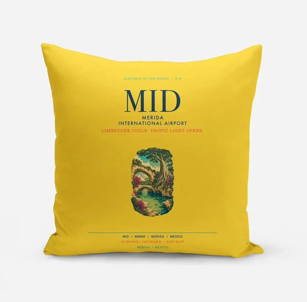 Merida International Airport (MID) design on yellow pillow