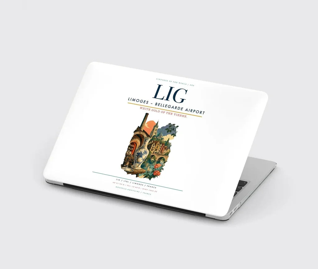 Limoges – Bellegarde Airport (LIG) design on white MacBook case
