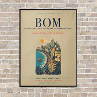 Thumbnail for Chhatrapati Shivaji Maharaj International Airport Mumbai BOM vertical canvas print - framed - beige background