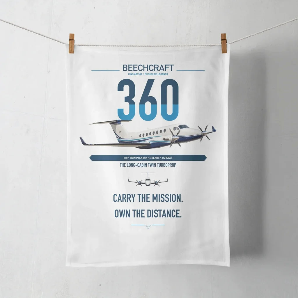 Beechcraft King Air 360 design on white towel