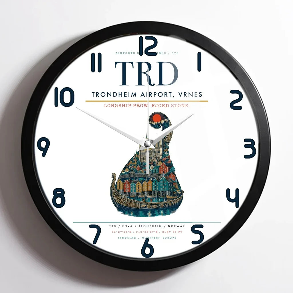 Trondheim Airport Vrnes TRD Wall-Clock Framed - White