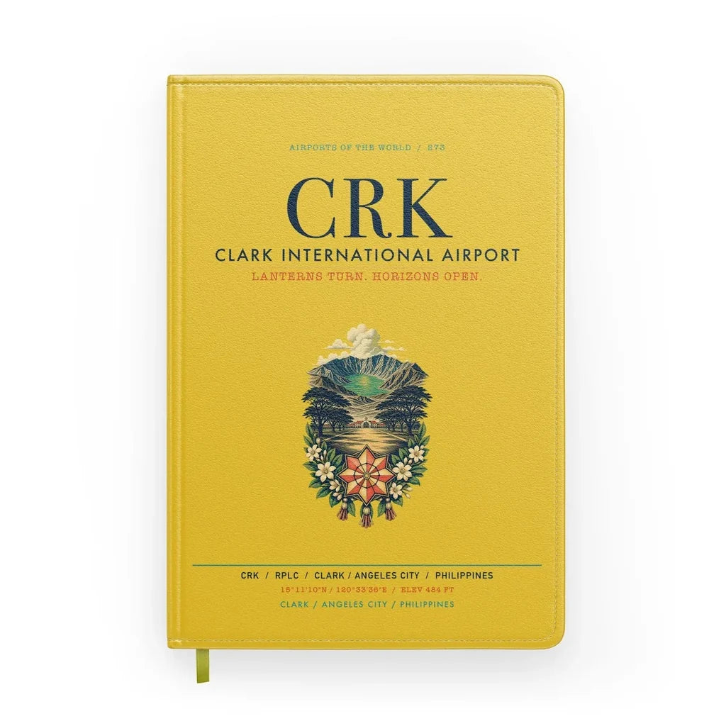 Clark International Airport (CRK) design on yellow notebook