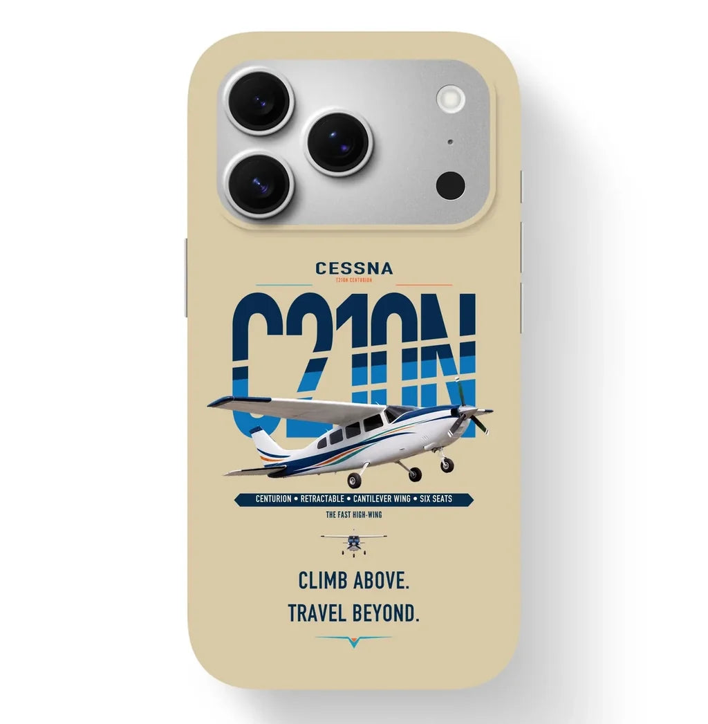 Cessna T210N Centurion design on beige magsafe iphone case, for iPhone 17 Pro