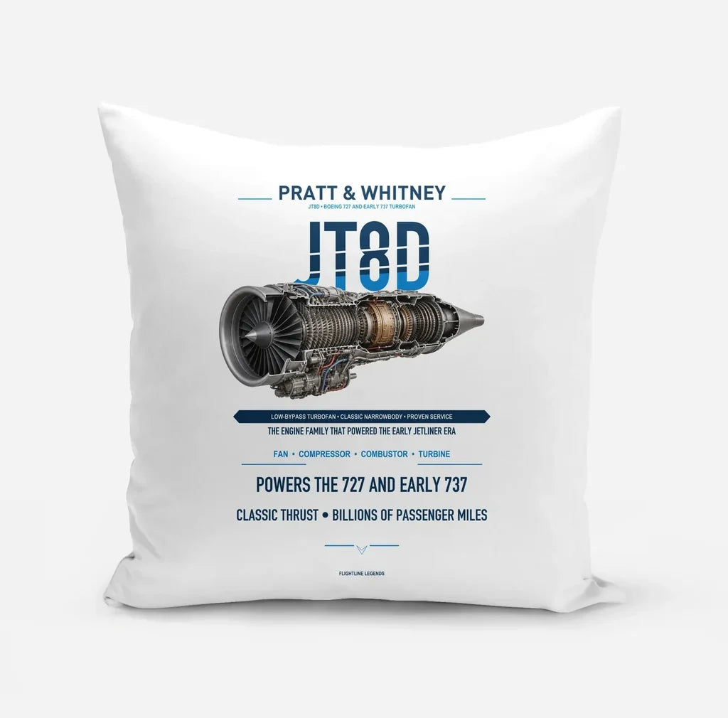 JT8D design on white pillow