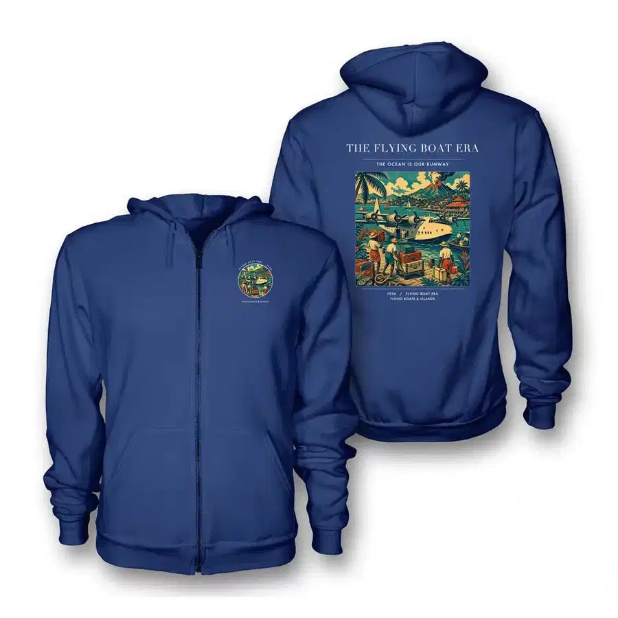 VINTAGE G4055 - The Flying Boat Era - Premium Zipped Hoodie design on blue