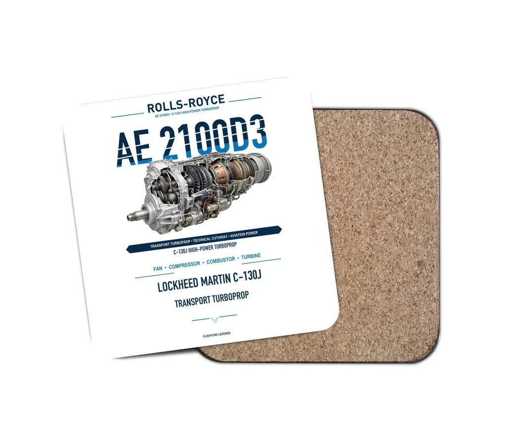 AE 2100D3 design on white 1 piece coaster