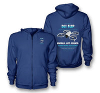 Thumbnail for DJI Flip design on blue zipped hoodie
