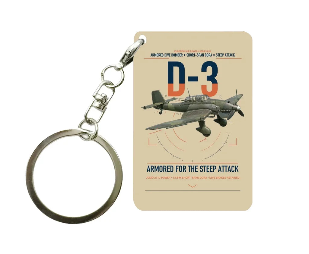 Junkers Ju 87D-3 design on beige designed key chain, double-side print