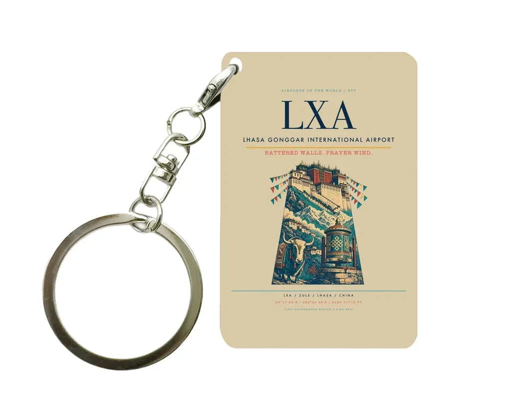 Lhasa Gonggar International Airport LXA Key Chain design on beige key chain