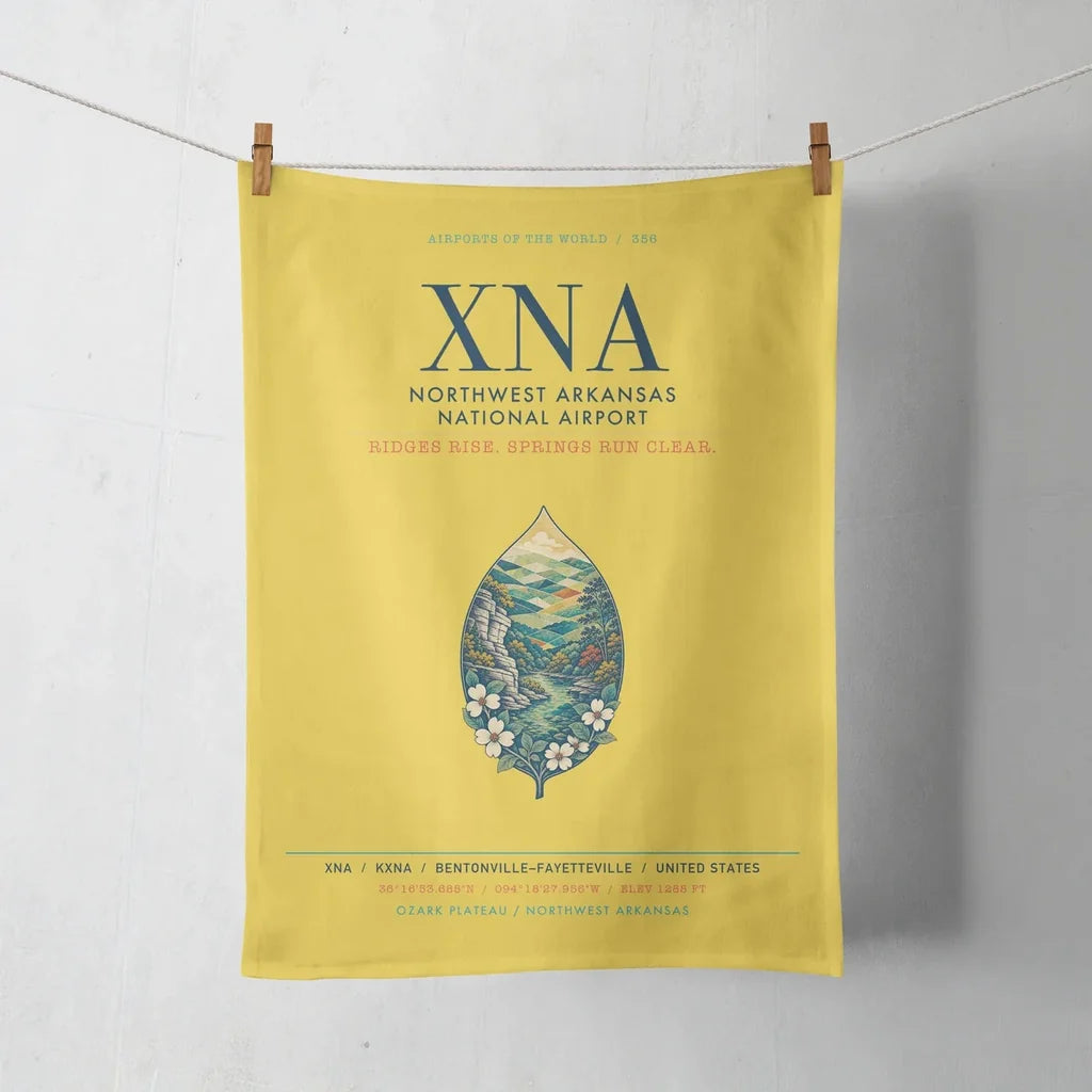 Northwest Arkansas National Airport (XNA) design on yellow towel