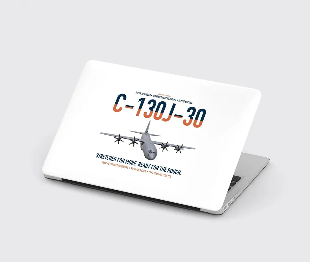 C-130J-30 Super Hercules design on white MacBook case