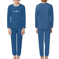 Thumbnail for Airbus A340 Silhouette children pajamas - Blue