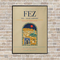 Thumbnail for Fes - Saiss Airport FEZ vertical canvas print - framed - beige background