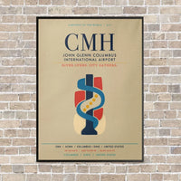Thumbnail for John Glenn Columbus International Airport CMH vertical canvas print - framed - beige background