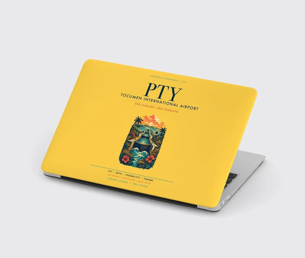 Panama City Tocumen International Airport (PTY) design on yellow MacBook case