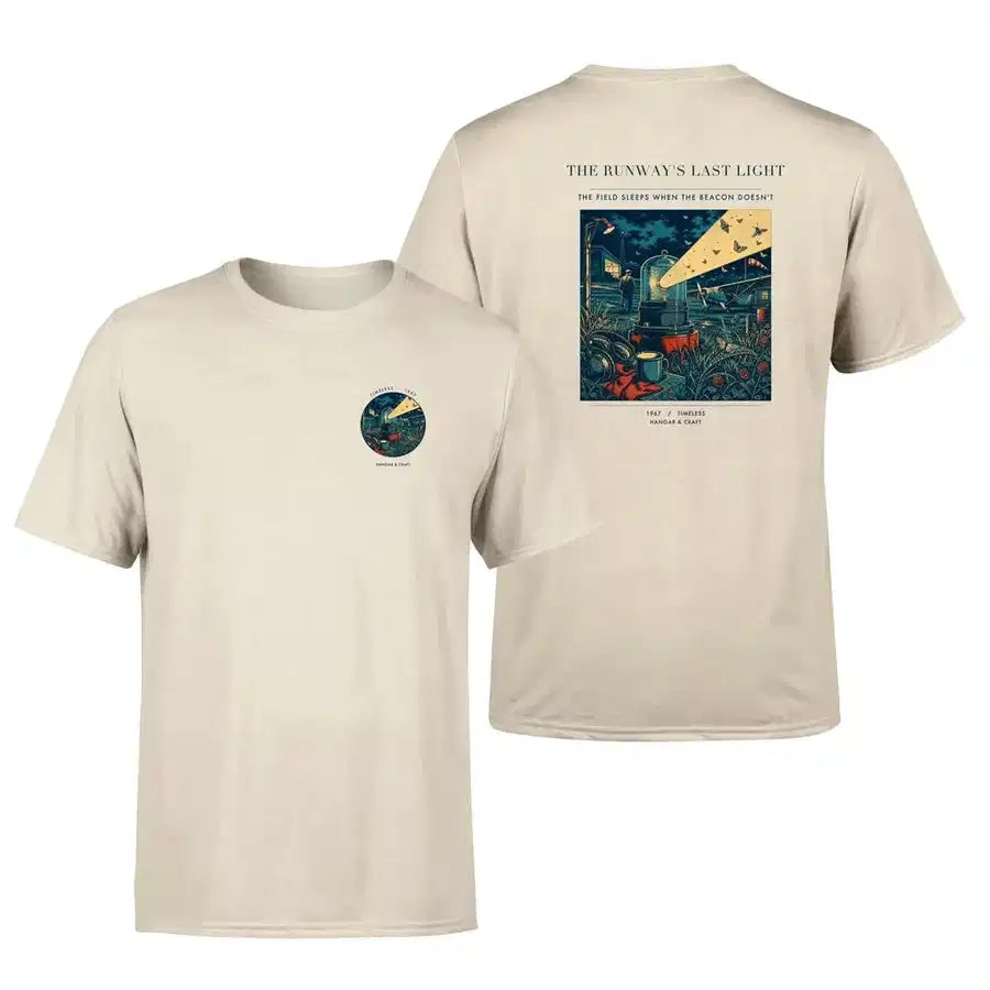 VINTAGE G4425 - The Runway's Last Light - Double-Side T-Shirt design on beige double side t shirt