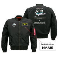 Thumbnail for Cessna Citation 500 - Citation I design on black+name bomber jacket, double-side print